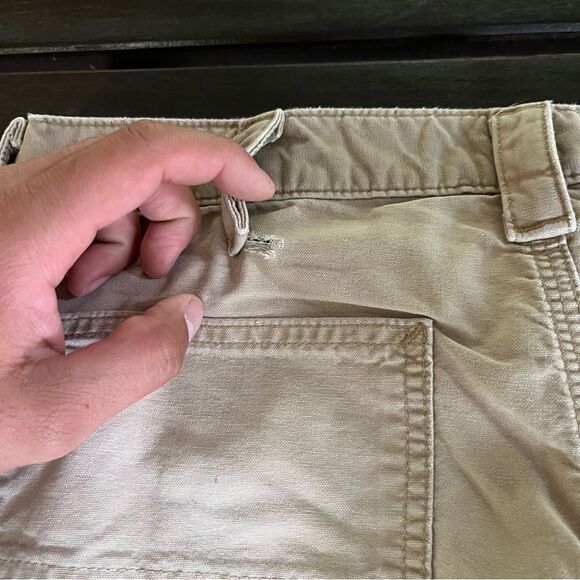 Distressed Carhartt B151-DKH Canvas Dungaree Work Pant (35 x 32) - Picture 11 of 13